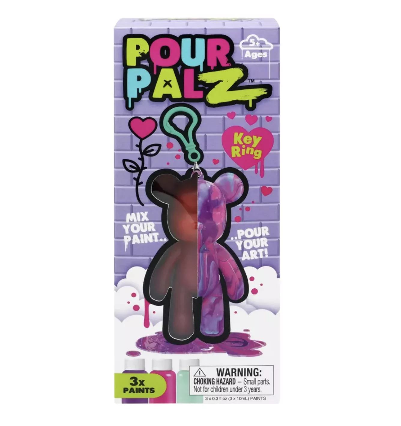 Toy Monster Pour Palz DIY Paint Bear Mini Keychain.