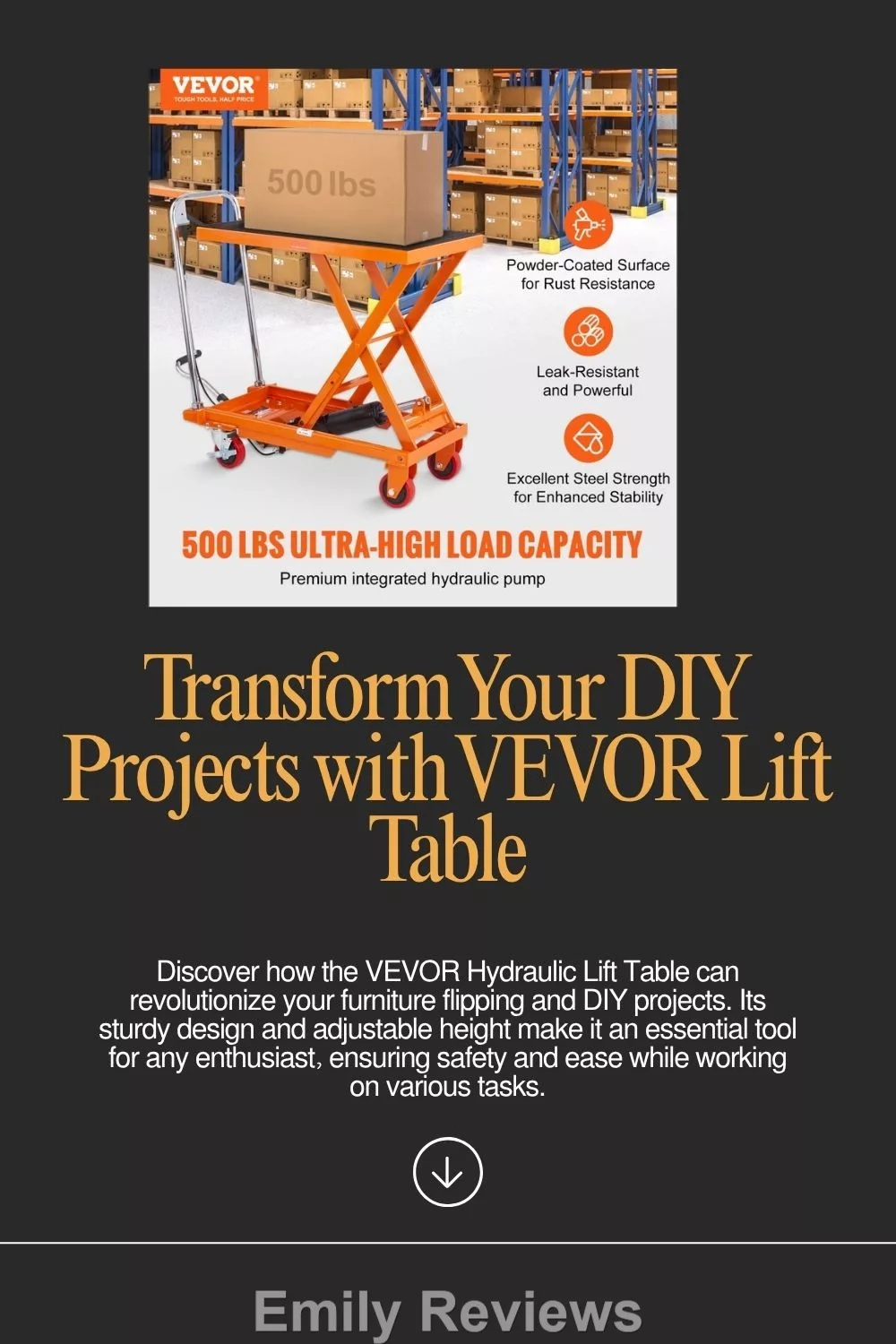 hydraulic lift table cart,
VEVOR lift table 500 lb,
scissor lift table cart,
hydraulic lift table for workshop,
lift table for furniture flipping,
DIY lift table cart,
material handling lift table,
VEVOR tools review,
workshop lift table