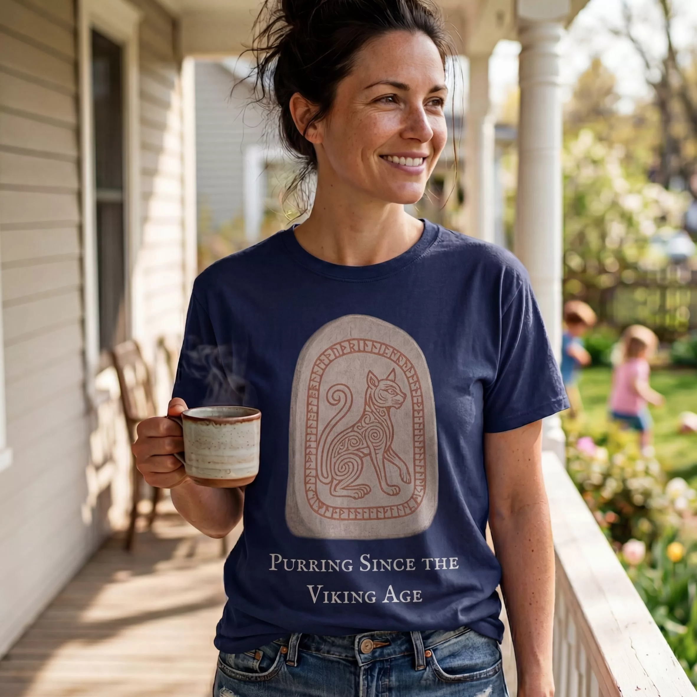 Purring Since the Viking Age - Runestone Cat T-shirt.