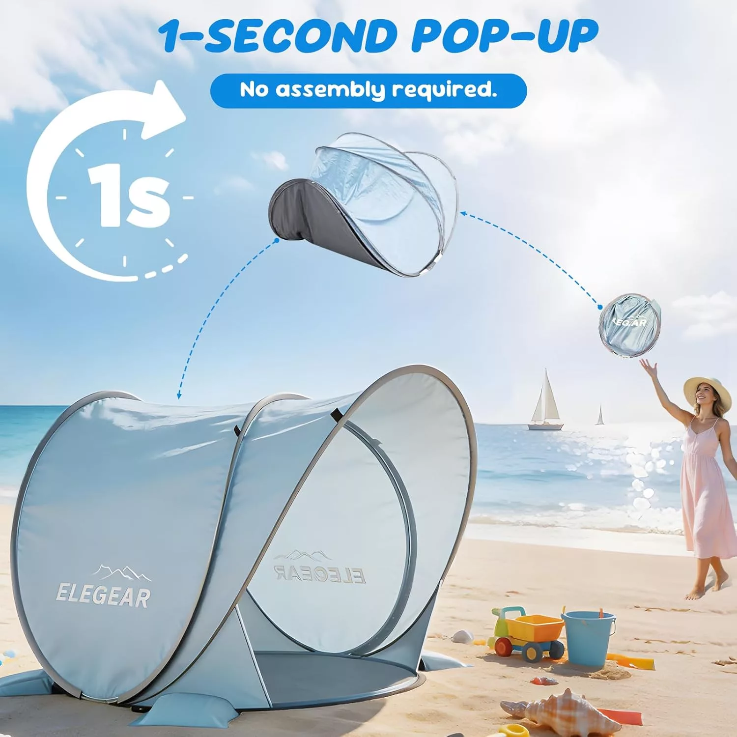 Elegear Pop Up Baby Beach Tent with Mini Canopy.