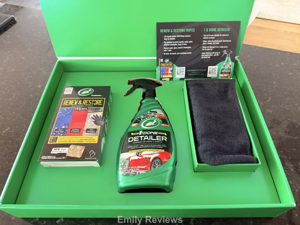Turtle Wax review, Turtle Wax Complete Car Care Kit review, Turtle Wax Renew & Restore Wipes review, Turtle Wax 1 & Done Detailer review, best car detailing kit, Father’s Day gifts for car lovers, car cleaning products for dads, easy car detailing products, best tire shine products, interior and exterior car detailer, affordable car detailing kit, gifts for dads who love trucks, car wash and wax kit, Turtle Wax detailing products, best automotive cleaning products