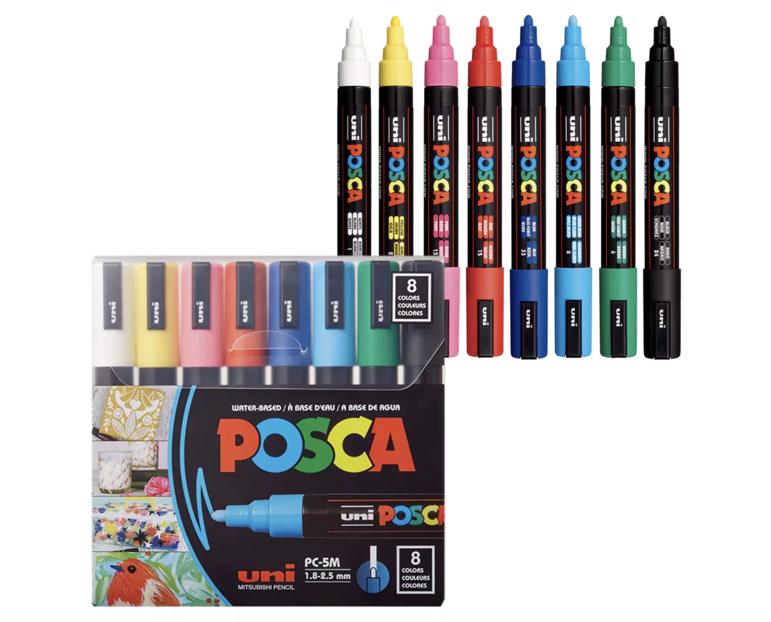 Posca PC-5M Water-Based Paint Markers.