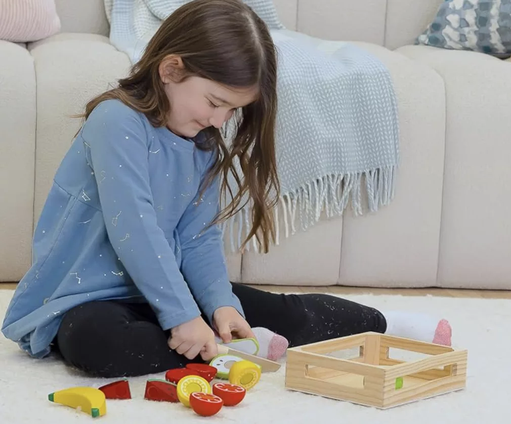 Wooden Slice & Play Fruit Crate.