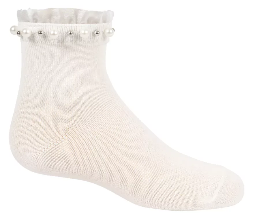 Zubii Kids Pearl/Stud Ruffle Ankle Socks.