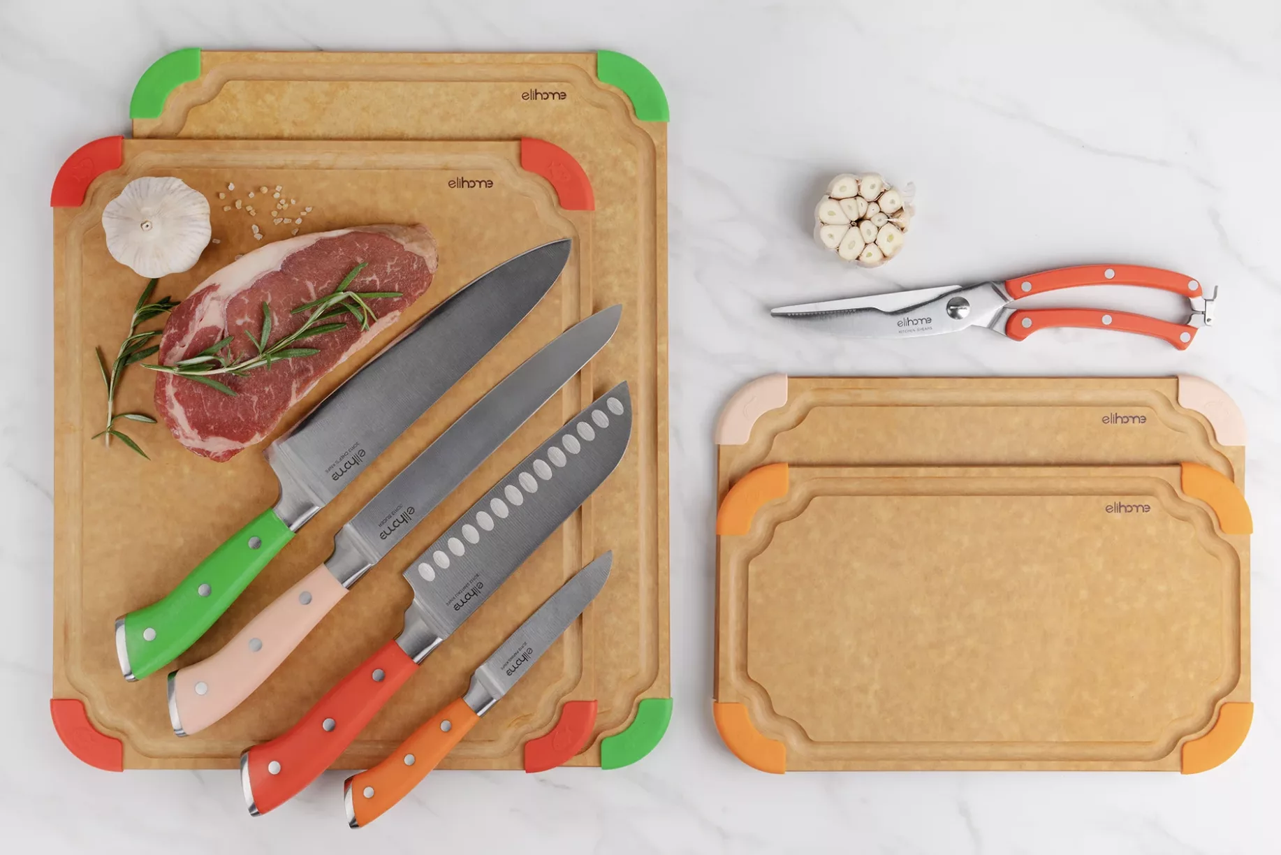 Elihome 9 Piece CuttingWise Cutting Boards + Knife Set.