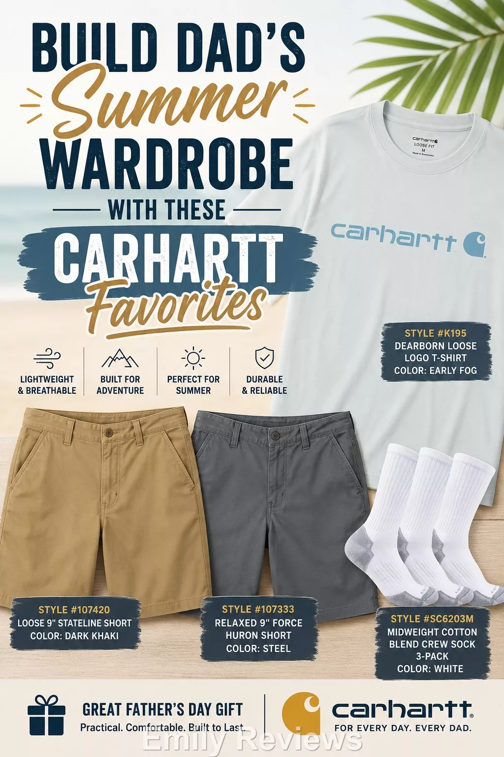 Carhartt Father's Day gifts, Carhartt summer clothing for men, best Father's Day gifts for dad, Carhartt shorts review, Carhartt Stateline Short review, Carhartt Force Huron Short review, Carhartt Dearborn Logo T-Shirt review, men's summer wardrobe essentials, comfortable summer clothes for men, breathable men's shorts, casual travel clothes for men, best clothes for Hawaii vacation, Father's Day gift ideas, Carhartt casual clothing, gifts for husbands, men's vacation outfits, summer style for dads, buy Carhartt online, Carhartt Amazon deals, men's travel clothing essentials