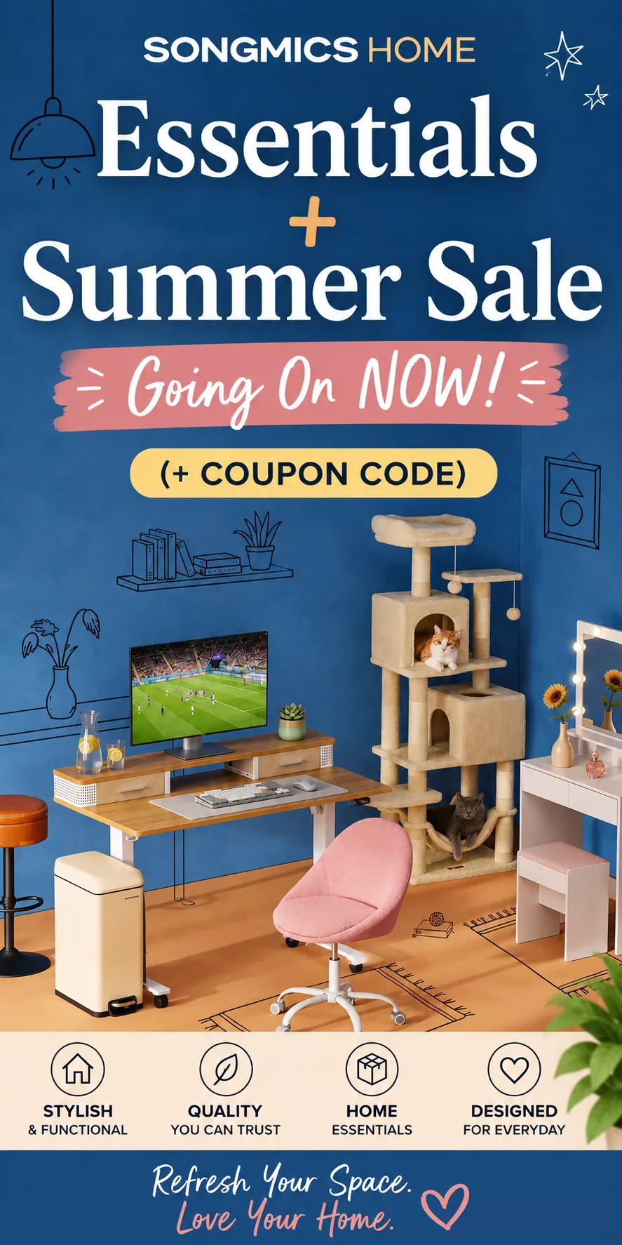SONGMICS HOME Essentials + Summer Sale Going On NOW! (+ Coupon Code).