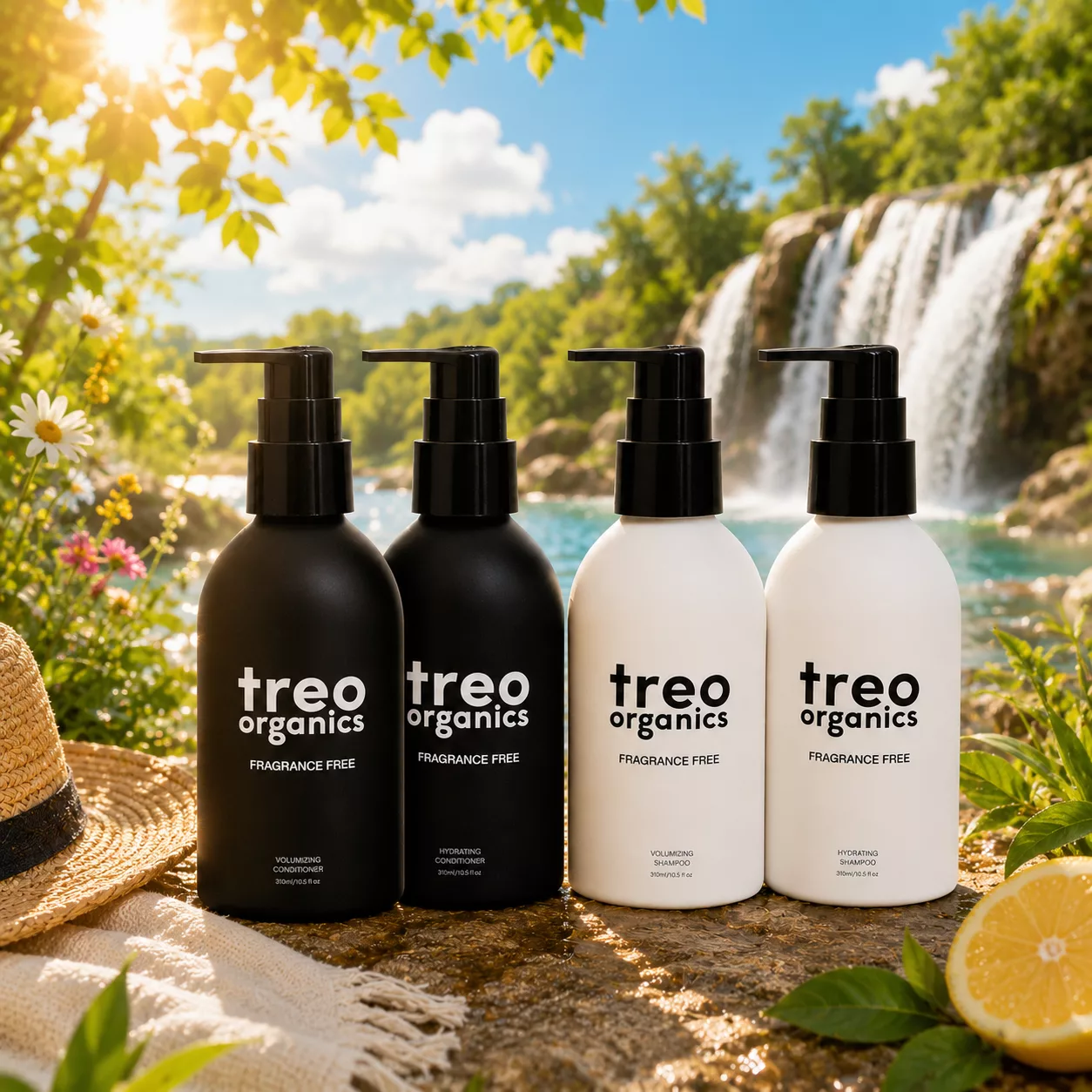 Treo Organics Fragrance-Free Volumizing Shampoo & Conditioner Duo.