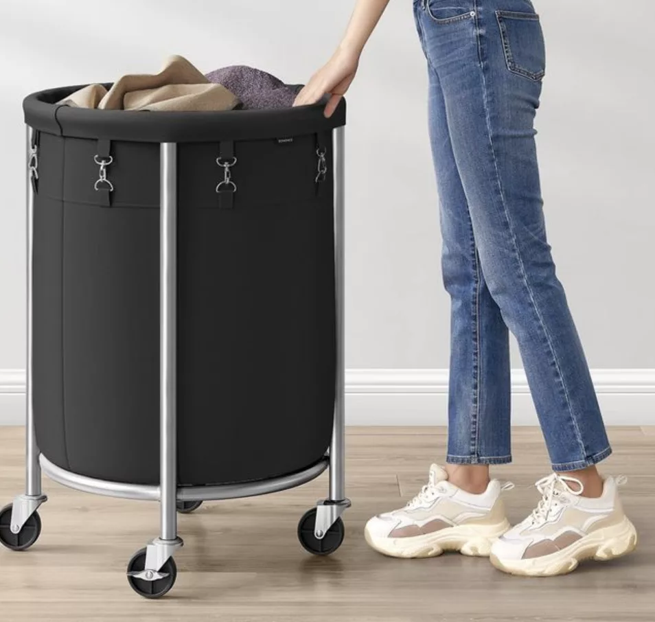 SONGMICS 29-Gallon Laundry Basket with 2 Locking Wheels.