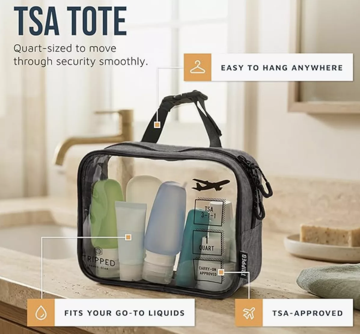 Tripped Travel Gear Toiletry Bag Kit Set.