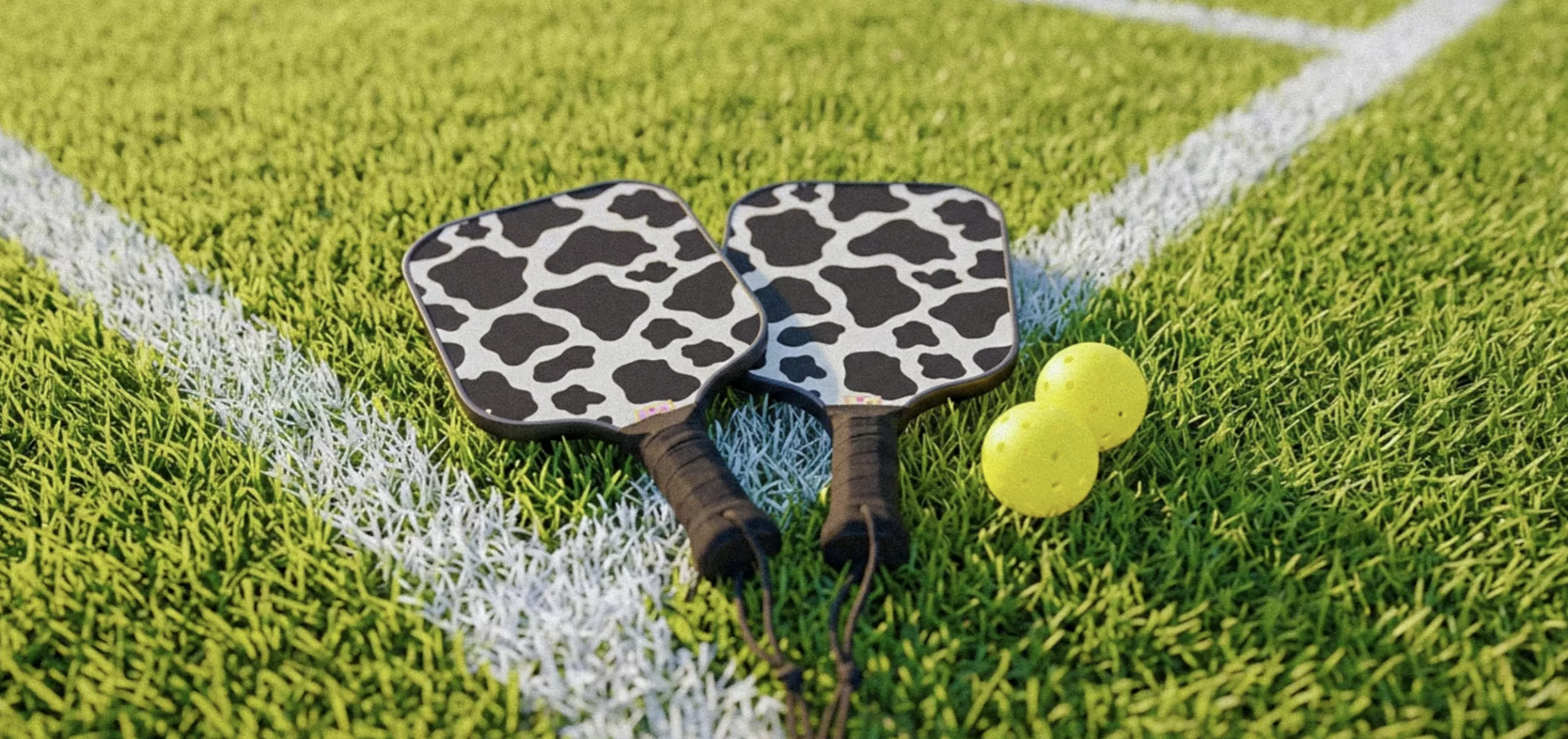 Set Apart Co. Cow Print Black Pickleball Paddle Set.