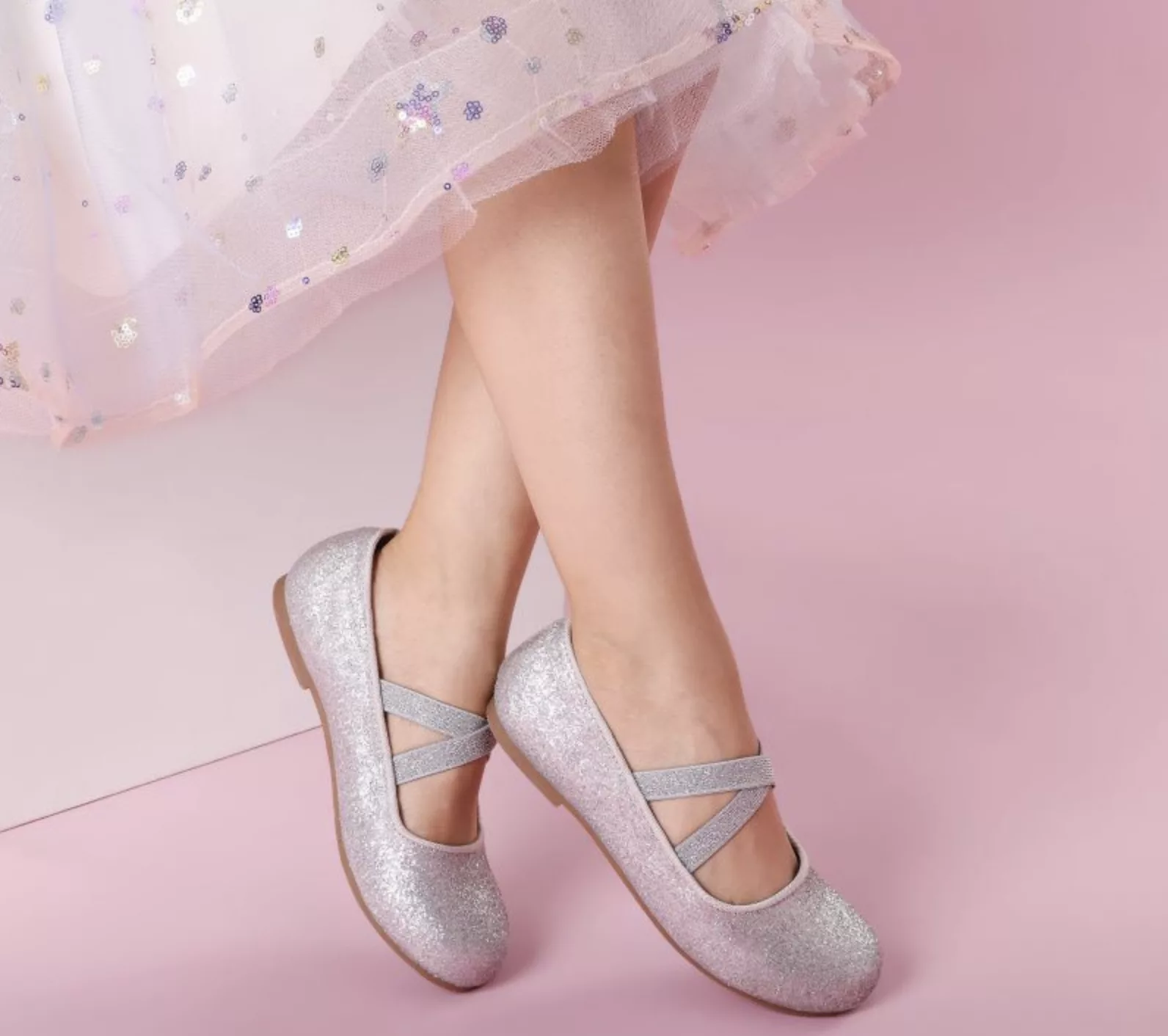 DREAM PAIRS KIDS - Elastic Strap Rhinestone Ballerina Flats.