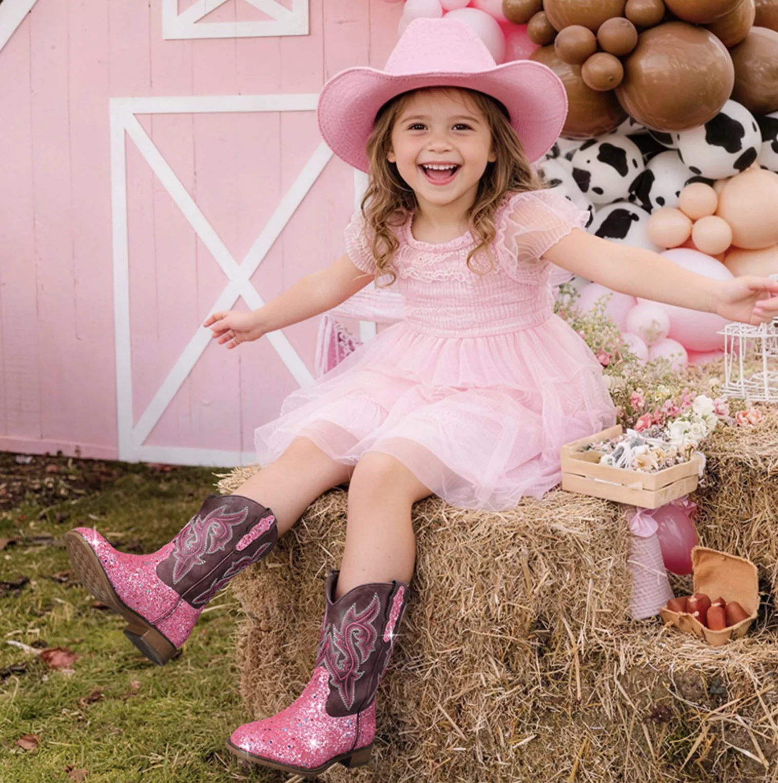 DREAM PAIRS KIDS- Glitter Cowboy Boots.