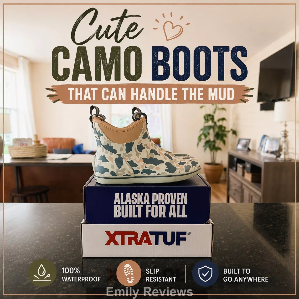 XTRATUF Women's Ankle Deck Boots review, XTRATUF boots review, XTRATUF Ivory Duck Camo, women's waterproof boots, waterproof ankle boots for women, women's deck boots, women's rain boots, slip-resistant waterproof boots, cute waterproof boots, camo rain boots, XTRATUF women's boots, waterproof gardening boots, Pacific Northwest rain boots