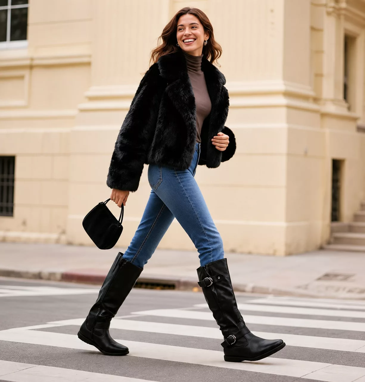 DREAM PAIRS Women's Faux Fur-Lined Knee High Winter Boots.