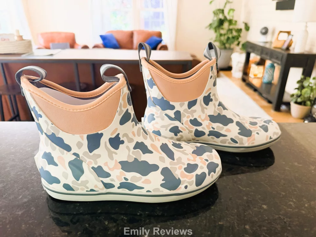 XTRATUF Women's Ankle Deck Boots review, XTRATUF boots review, XTRATUF Ivory Duck Camo, women's waterproof boots, waterproof ankle boots for women, women's deck boots, women's rain boots, slip-resistant waterproof boots, cute waterproof boots, camo rain boots, XTRATUF women's boots, waterproof gardening boots, Pacific Northwest rain boots