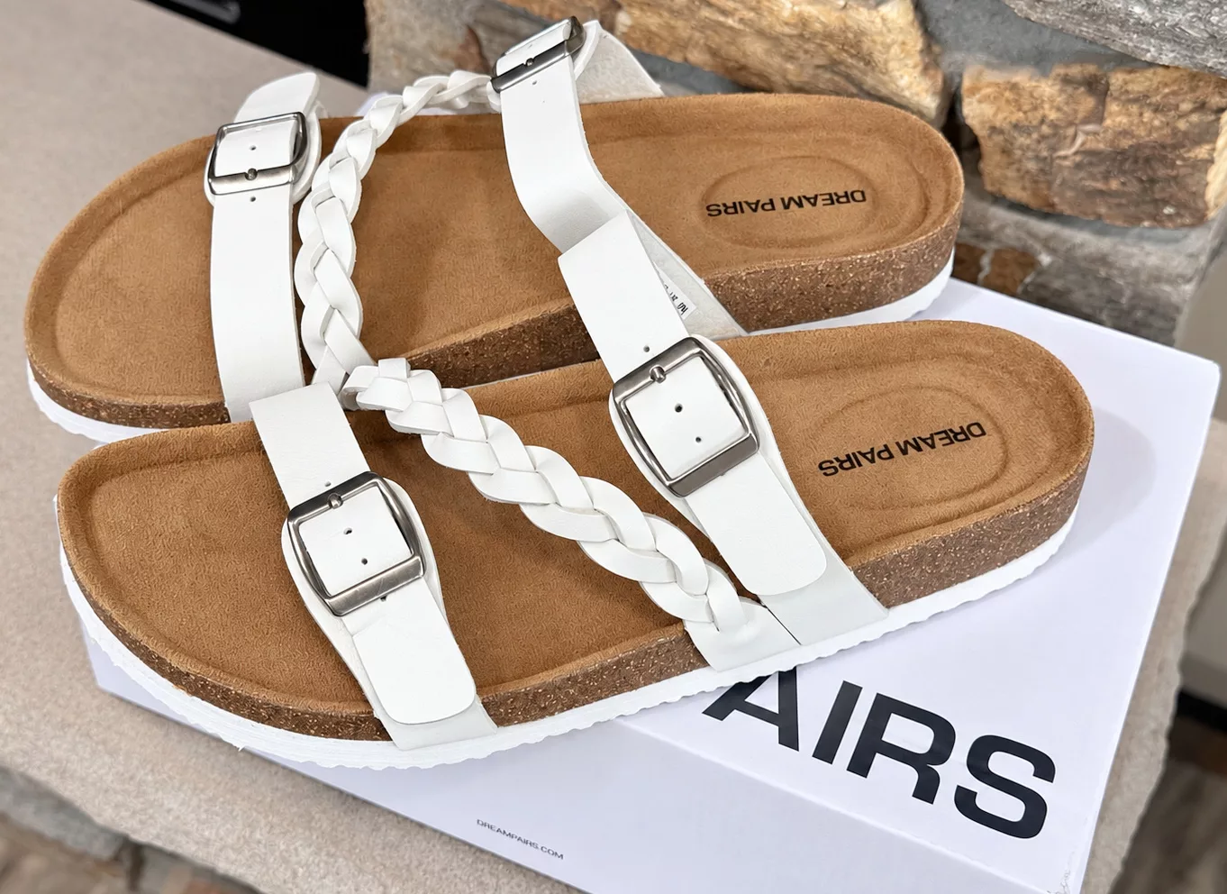 DREAM PAIRS Women's Arch Support Cork Footbed Summer Sandals.