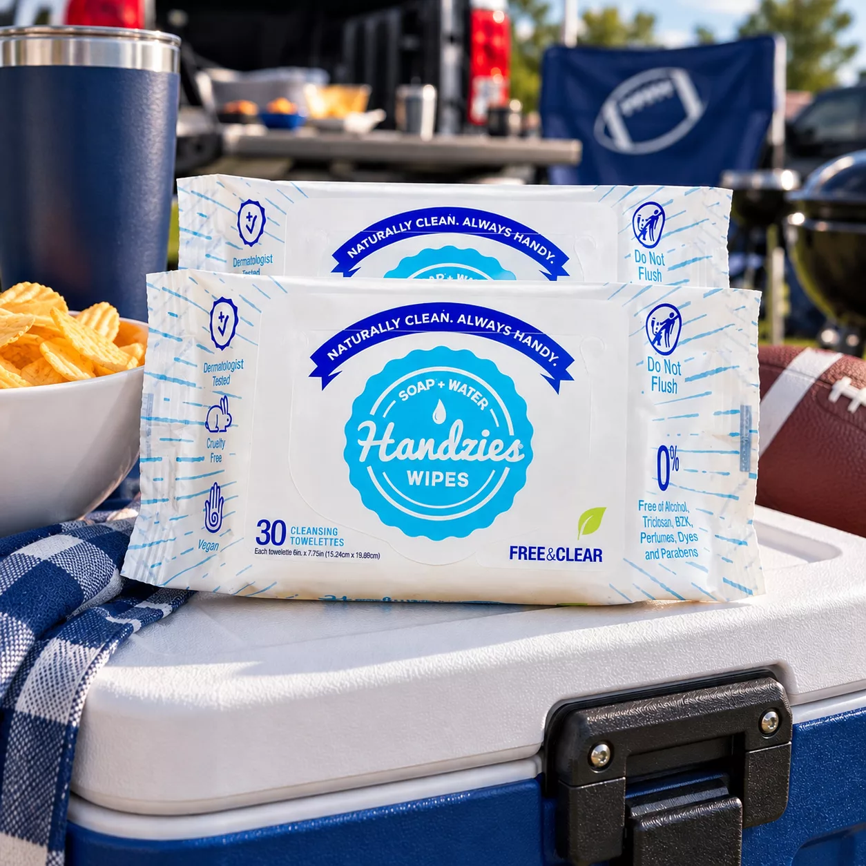 Handzies Soap + Water Wipes.
