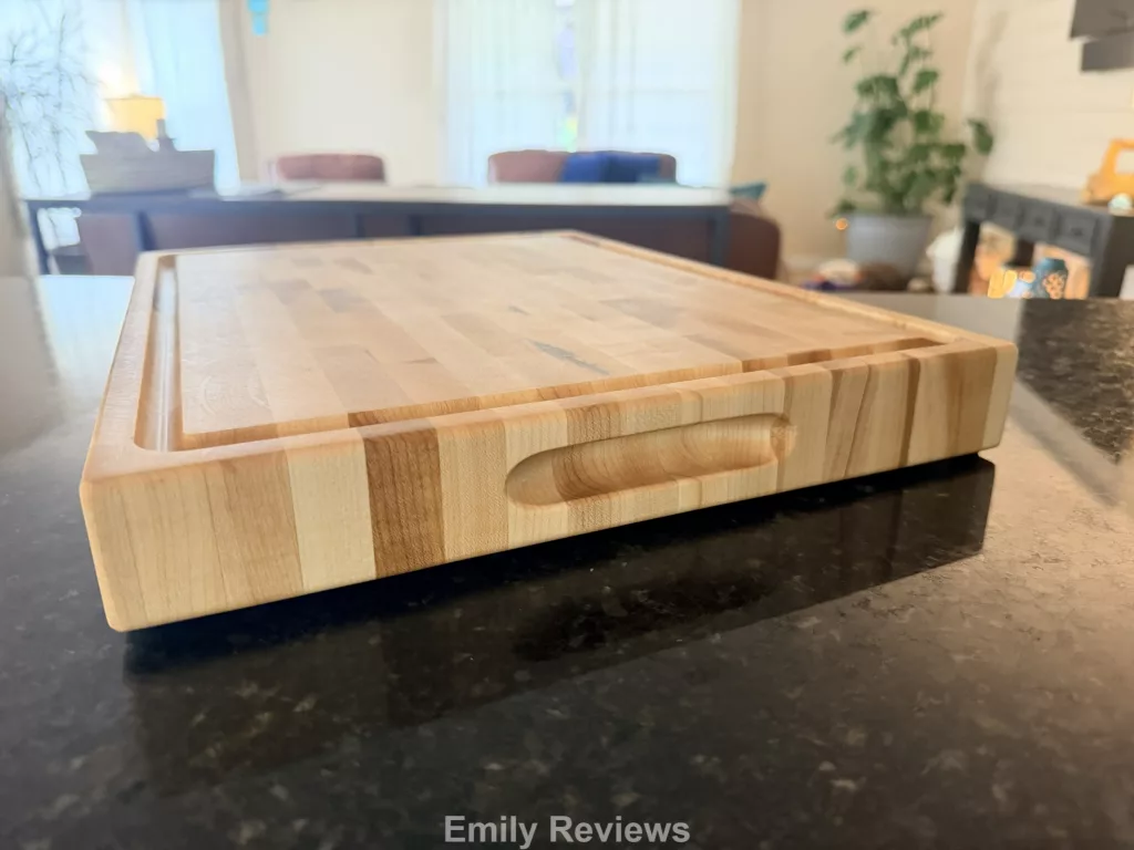 Bevel and Bond cutting board review, Bevel & Bond review, Bevel & Bond End Grain Maple Cutting Board, end grain cutting board, maple cutting board, hard maple cutting board, wood cutting board review, end grain maple cutting board, American made cutting board, handcrafted cutting board, knife friendly cutting board, heavy duty cutting board, wooden cutting board with juice groove, best cutting board for knives, luxury cutting board