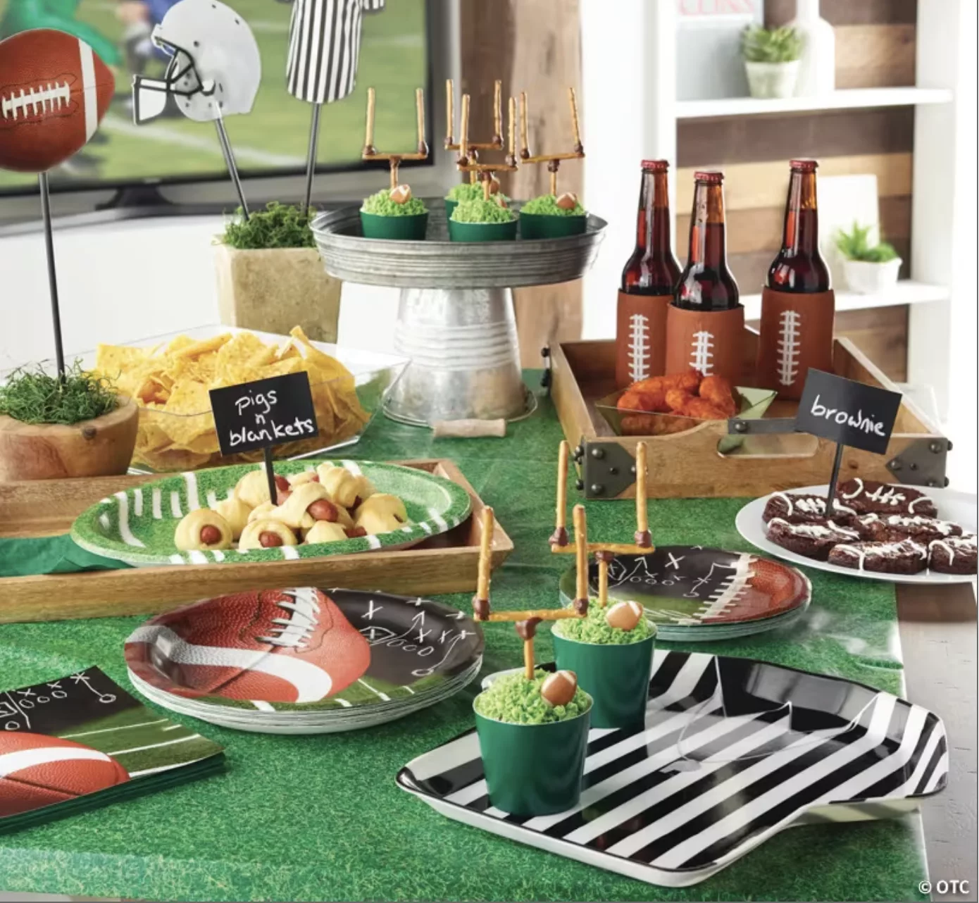 Oriental Trading 54" x 108" Football Field Plastic Tablecloths 3 Count.
