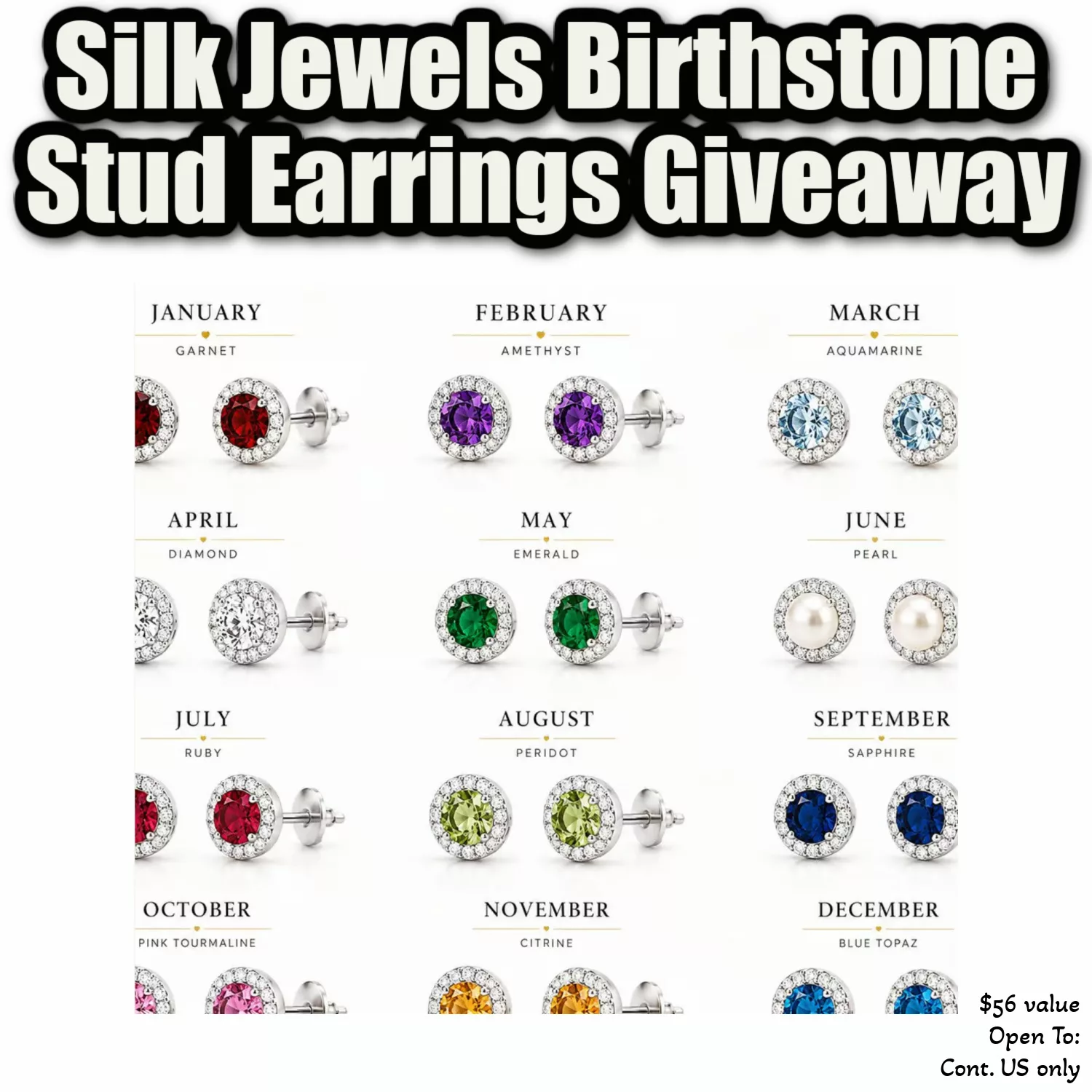 Silk Jewels Birthstone Stud Earrings Giveaway.