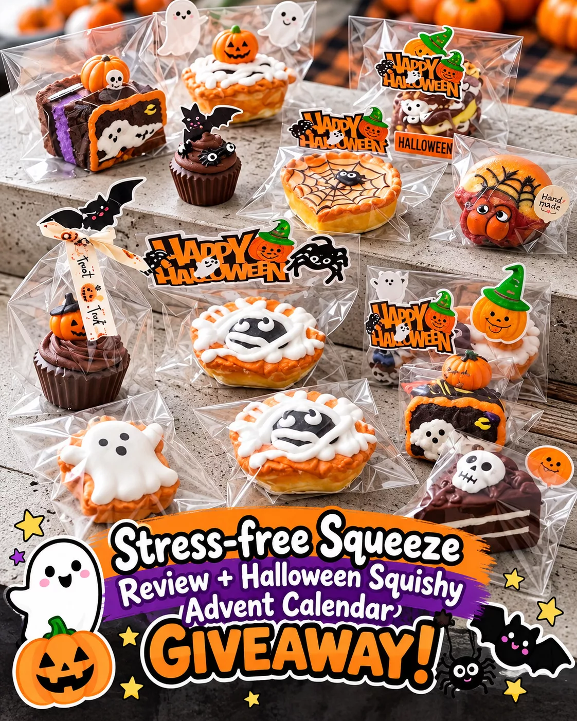 Stress-free Squeeze Review + Halloween Squishy Advent Calendar GIVEAWAY!
