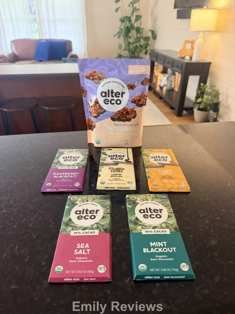 Alter Eco review, Alter Eco chocolate review, Alter Eco Dark Chocolate Oat Clusters, Dark Chocolate Oat Clusters review, Alter Eco Oat Clusters, Alter Eco Truffle Thins, Salted Caramel Truffle Thins, Crème Brûlée Truffle Thins, Mint Crème Truffle Thins, Alter Eco Sea Salt Chocolate Bar, Alter Eco Mint Blackout, Alter Eco Raspberry Blackout, organic dark chocolate, Fair Trade chocolate, best dark chocolate, organic chocolate snacks, dark chocolate snacks, Alter Eco chocolate bars, chocolate snack review, best organic chocolate
