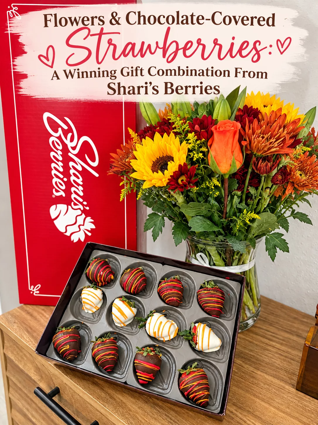 Flowers & Chocolate-Covered Strawberries: A Winning Gift Combination From Shari's Berries.