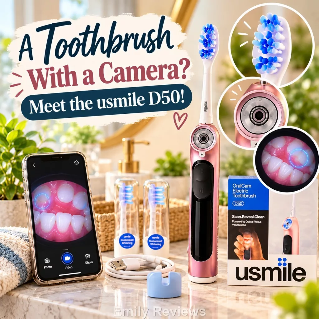 usmile D50 review, usmile D50 OralCam Toothbrush, OralCam toothbrush review, electric toothbrush with camera, smart electric toothbrush, plaque visualization toothbrush, usmile toothbrush, electric toothbrush gift, practical holiday gifts, holiday gifts for gadget lovers