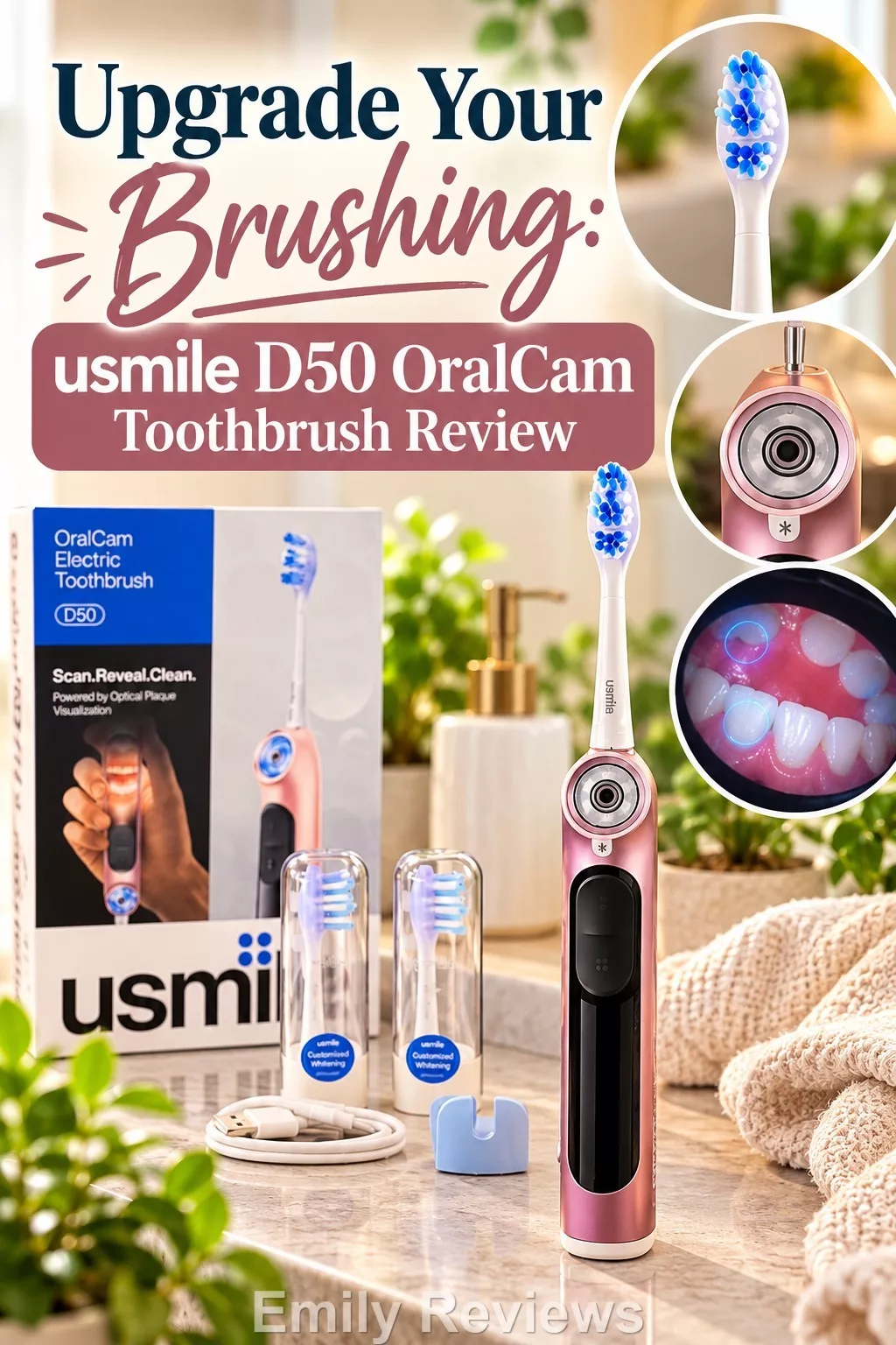 usmile D50 review, usmile D50 OralCam Toothbrush, OralCam toothbrush review, electric toothbrush with camera, smart electric toothbrush, plaque visualization toothbrush, usmile toothbrush, electric toothbrush gift, practical holiday gifts, holiday gifts for gadget lovers