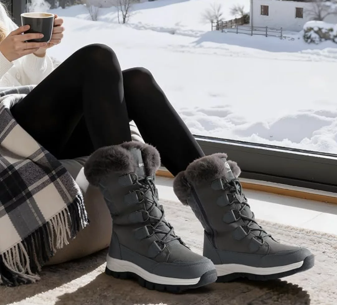DREAM PAIRS Women's Waterproof Mid Calf Snow Boots.