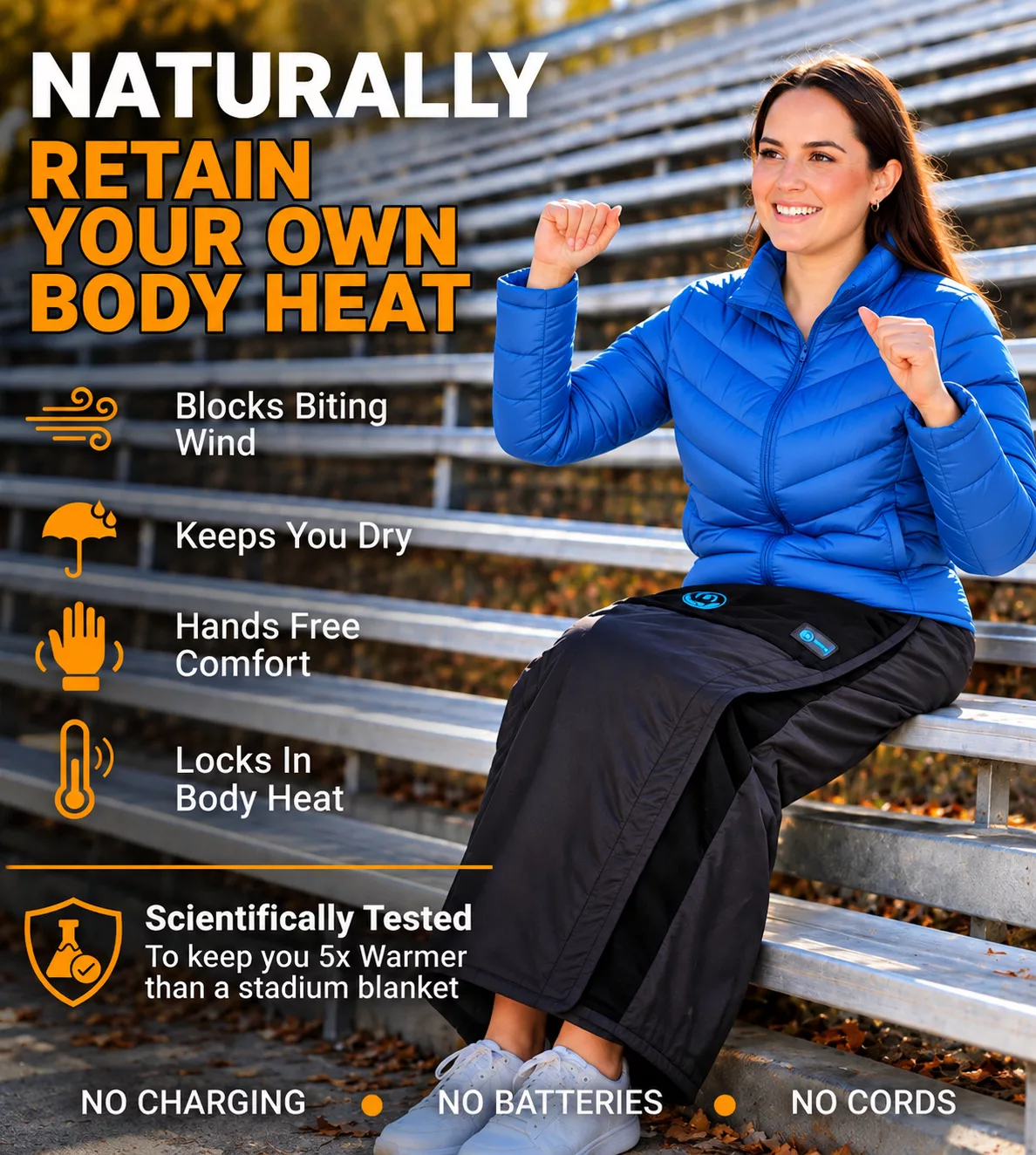 The Mozy Stadium Blanket, Wearable Sports Blanket.